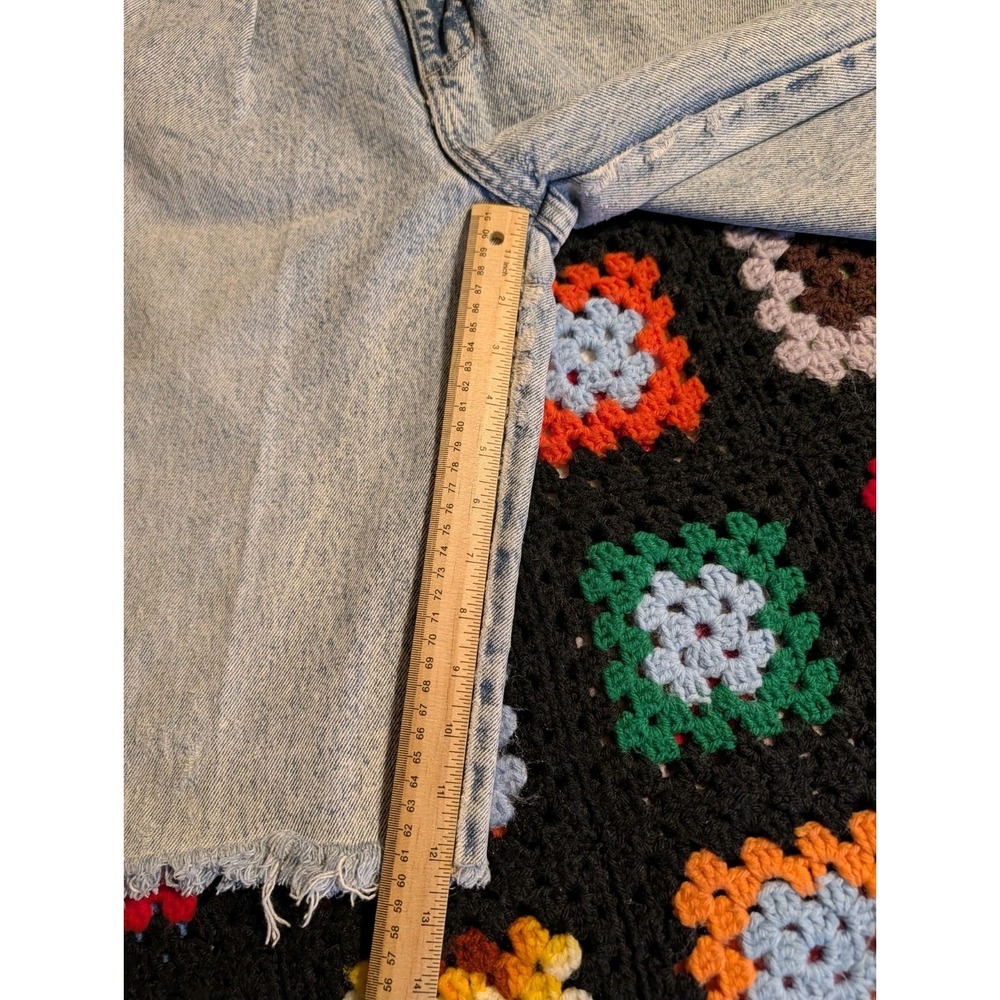 Vintage Essentials Sport Denim Shorts Acid Wash High Rise Retro 22" Waist 1990s - Picture 3 of 8